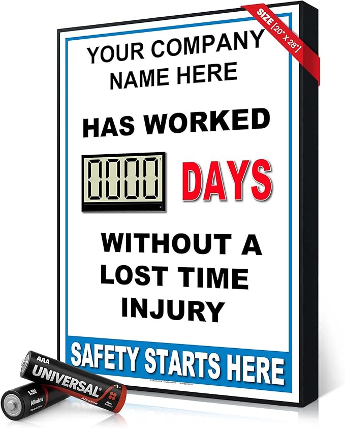 Full Size Digital Safety Scoreboard 20" x 28" – Battery Operated LED Scoreboard by Safety+Star