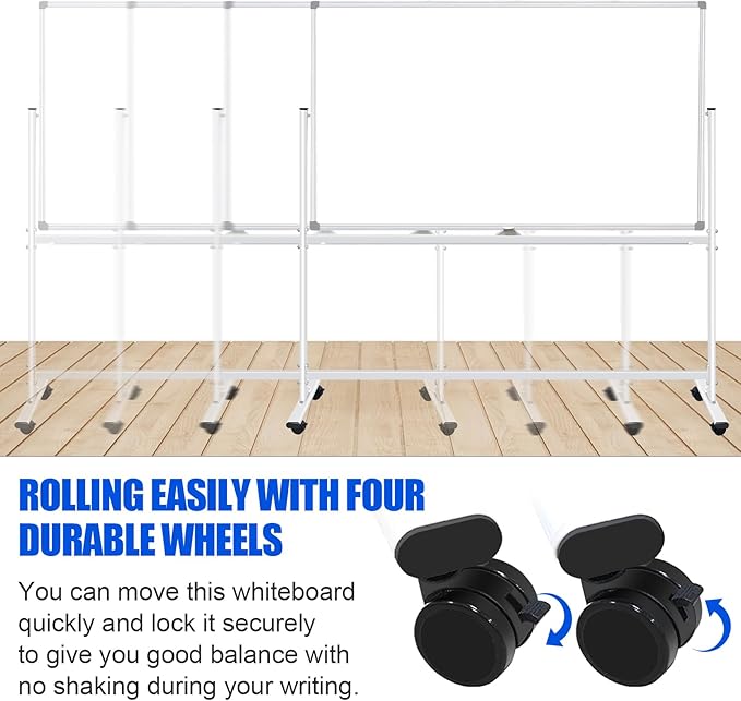 Double-Sided Rolling Whiteboards on Wheels 72 X 48, Large Dry Erase Board - Image 8