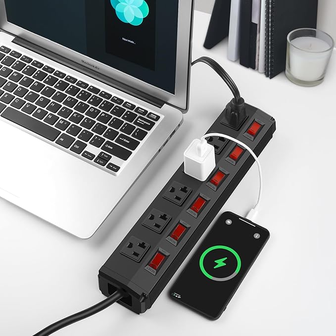 CCCEI Metal Power Strip Individual Switches 6 Outlets, Heavy Duty Power Strip - Image 7