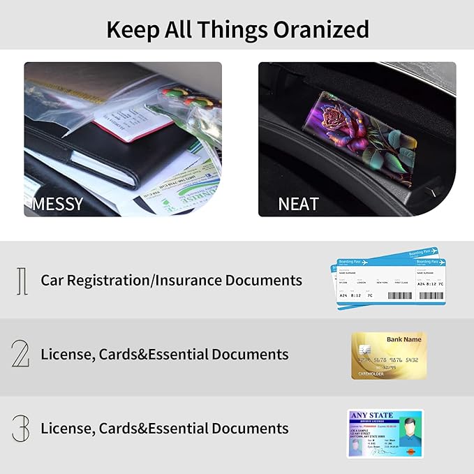 Car Registration and Insurance Holder, Leather Car Glove Box Organizer - Image 5