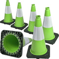 6 Pack 18" Inch Green PVC Traffic Cones by OranLite