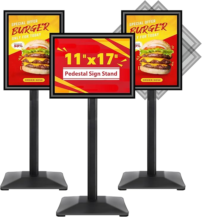 Sign Stand 11x17inch Pedestal Sign Holder Poster Stand 3Packs Adjustable Floor by VAIIGO