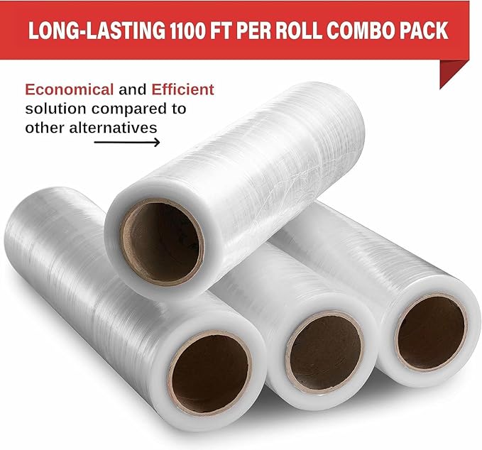 Stretch Wrap 4 Pack 18" x 1100 SqFt – Heavy Duty 80 Gauge Shrink Wrap Rolls - Image 4