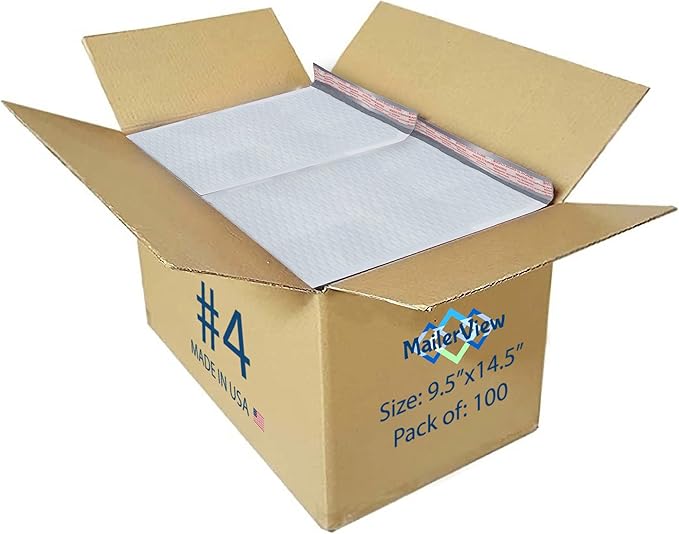 White Large Poly Bubble Mailers 9.5x14.5 inch #4 | Self Seal Padded Envelopes by MAILERVIEW
