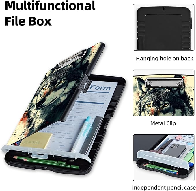 Clipboard with Storage Box & Pen Holder, Heavy Duty Clip Boards 8.5x11 - Image 3