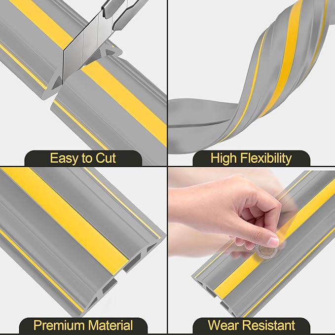 MYFAMIREA 6.5FT Floor Cord Cover Heavy Duty Cable Cover Protector 3 Channels - Image 4