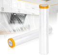 Pre-Taped Masking Film 2 Pack Each 10 x 65 feet Rolls, Tape and Drape, Painters by MATUFF