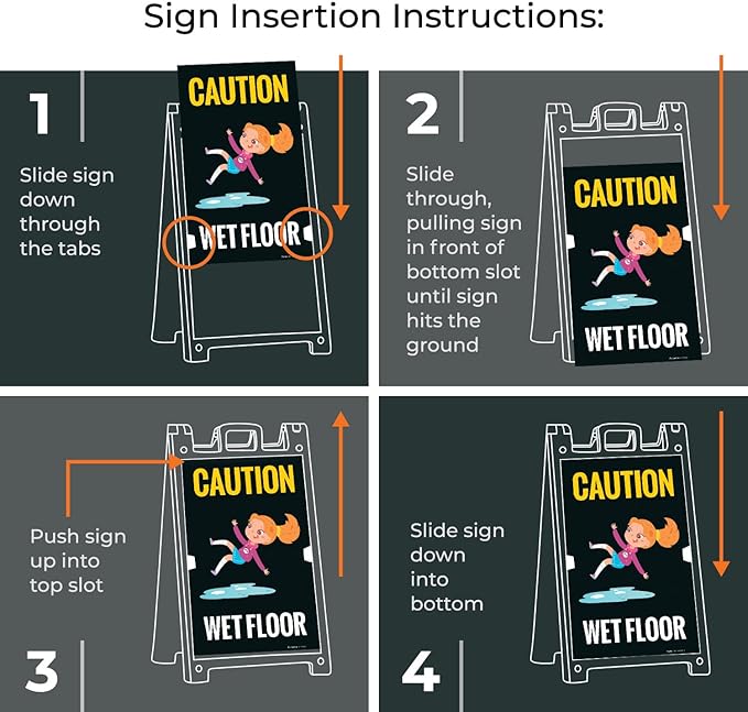 Caution Wet Floor with Graphic Sidewalk Sign Kit, 18x24 Inches, with A Frame - Image 5