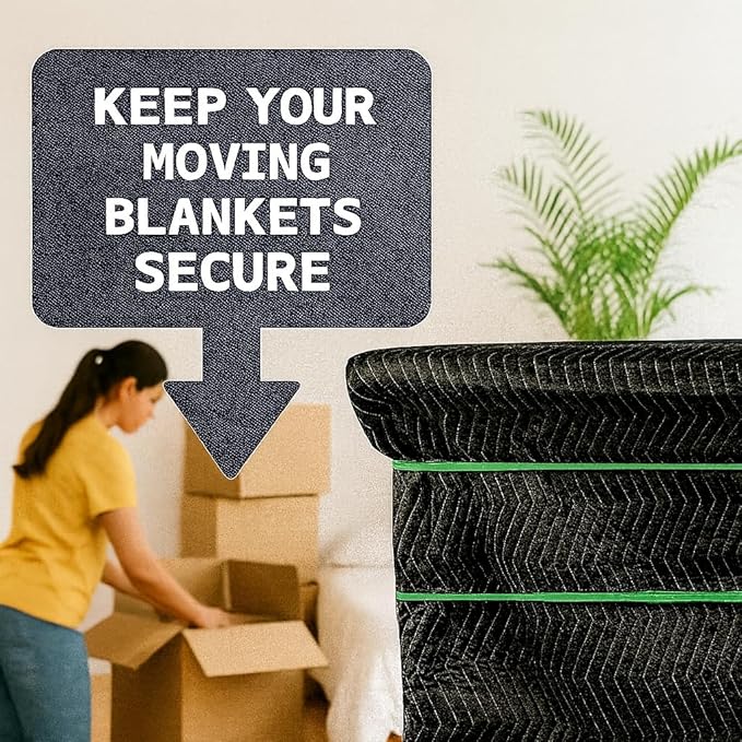 Kitchentoolz 96 Pack Moving Bands & Moving Blankets – Heavy-Duty Rubber Mover - Image 2