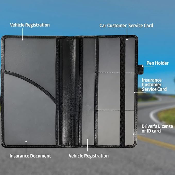 Car Registration & Insurance Holder, Leather Glove Box Organizer, Cool - Image 3