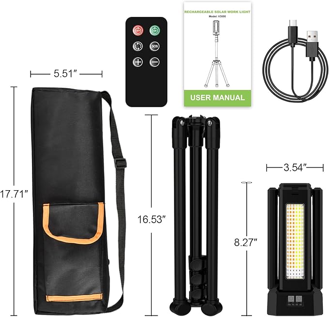 13200mAh Rechargeable Solar Work Light - Image 8