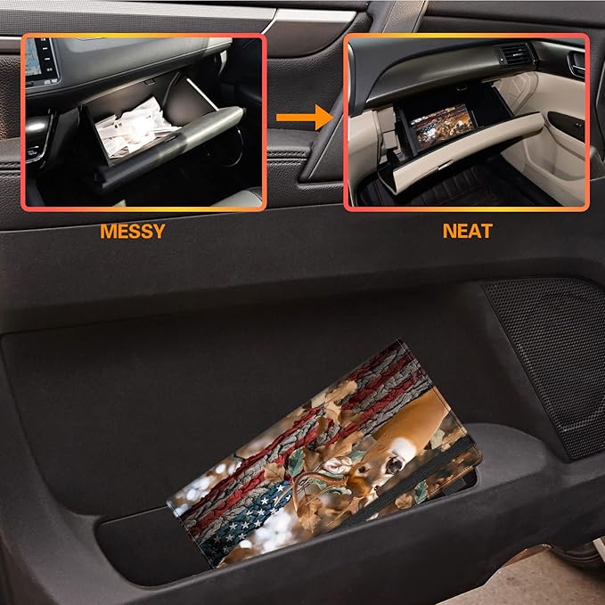 Car Registration and Insurance Holder, Leather Vehicle Glove Box Organizer - Image 6