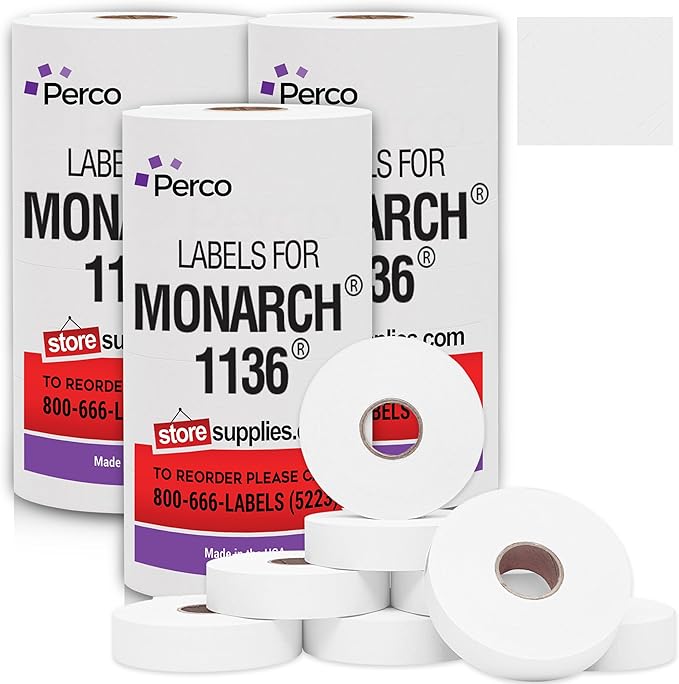 Perco White Pricing Labels for Monarch 1136 by Perco