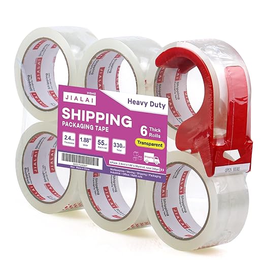 Heavy Duty Transparent Packing Tape, 6 Rolls by JIALAIHOMEPACKINGTAPE
