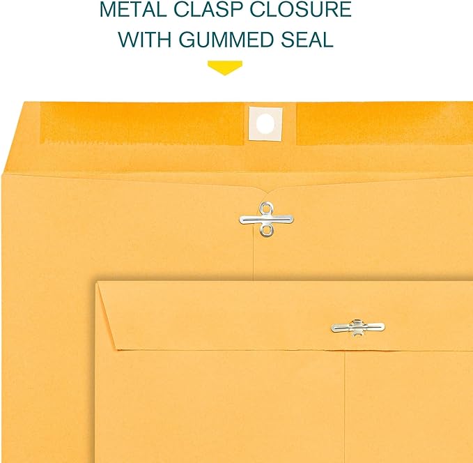 EnDoc 10 x 13 Clasp Envelopes – 100 Pack Brown Kraft Catalog Envelopes - Image 4