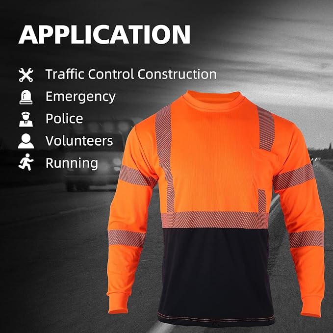FONIRRA Safety Shirts for Men High Visibility Reflective ANSI Class 2 Hi Vis - Image 7