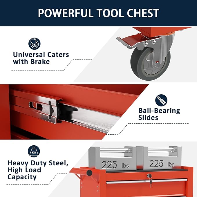 5-Drawer Metal Rolling Tool Chest - Image 5