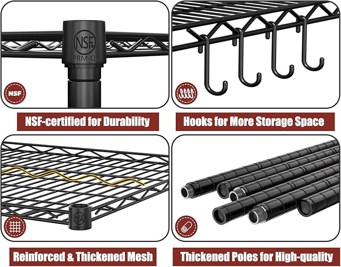 PrimeZone 5 Tier 80.7"H x 55.5"W x 24"D Wire Shelving - Image 7