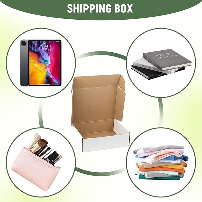 25 Pack 10"x8"x3" inch Small Shipping Boxes White Corrugated Cardboard Box - Image 4