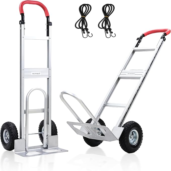 Aluminum Alloy Hand Truck with U-Shaped Handle, 2 Rubber Wheels, 600 lb Capacity by Unknown