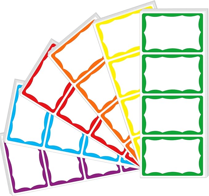6 Classic Colors Name Tag Stickers, School and Home by Yeachlaing