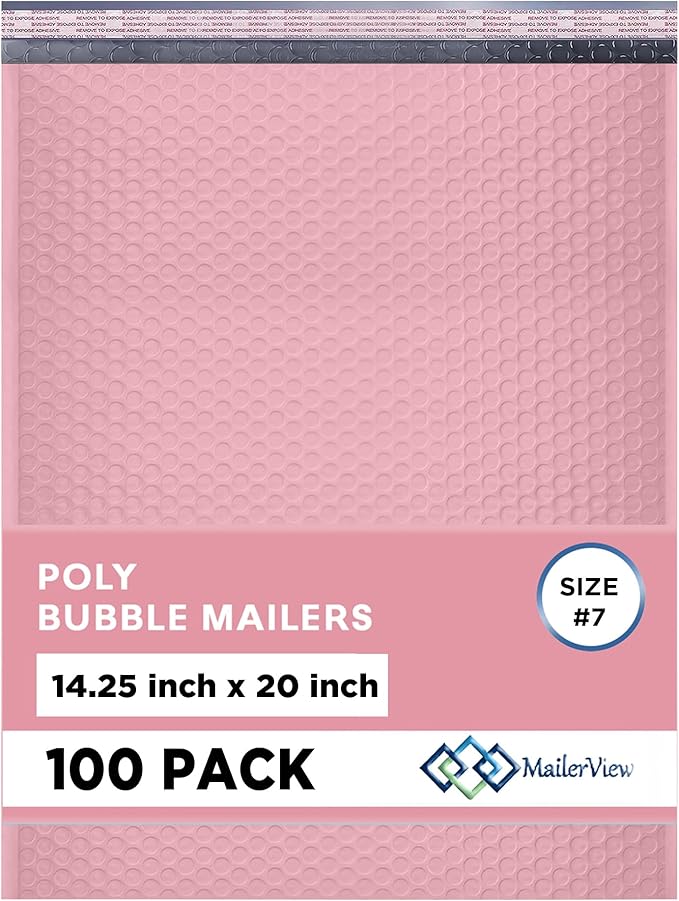 Light Pink Extra Large Poly Bubble Mailers 14.25x20 inch #7 | Self Seal Large by MAILERVIEW