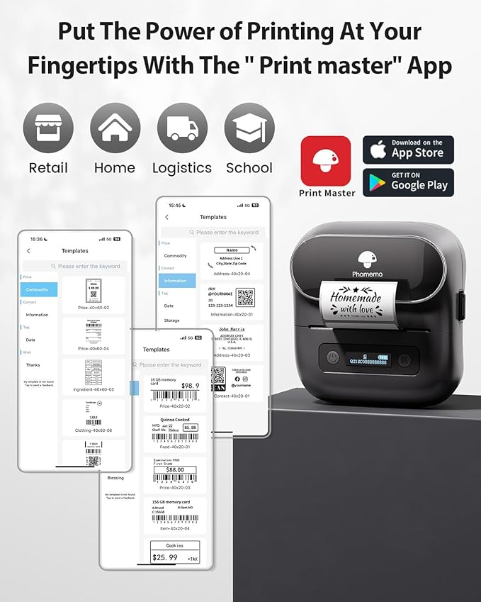Phomemo Label Maker, M220 Label Printer, 3 Inch Bluetooth Thermal Label Maker - Image 8
