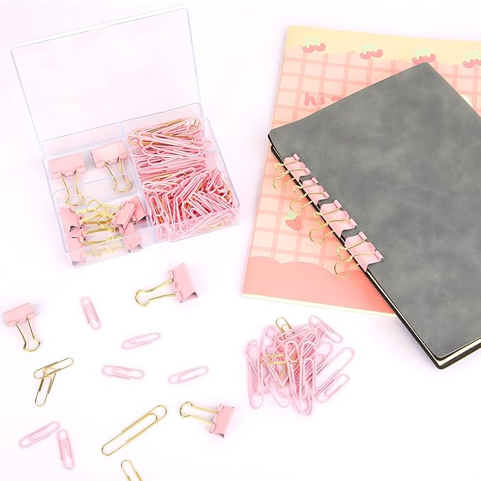 Cute Paper Clips Binder Clips Combo Set, 165 Psc, Cute Office Supplies Set - Image 6