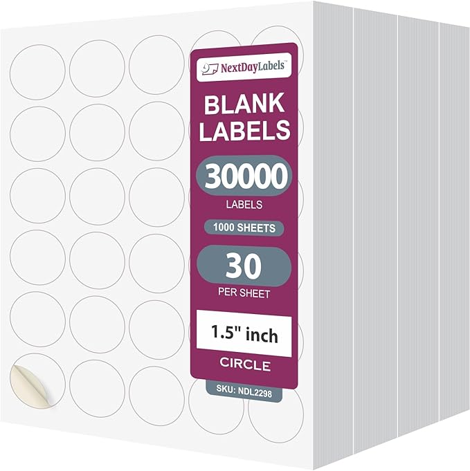 NextDayLabels – 1.5 Inch Round Labels by NextDayLabels