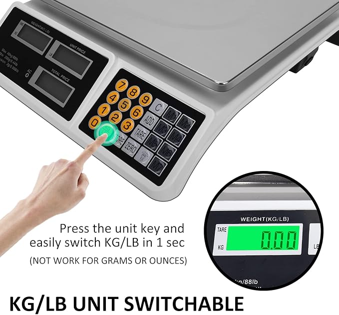 Price Computing Scale 88lb/40kg LCD Digital Commercial Price Scale - Image 5