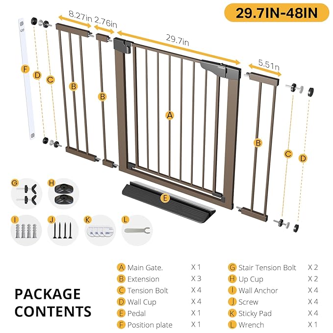 Cumbor 29.7-48" Baby Gate for Stairs, Mom's Choice Awards Winner-Dog Gate for - Image 9