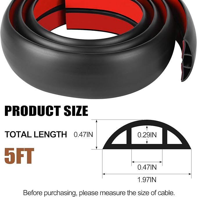 MYFAMIREA 5FT Floor Cord Cover for Wire Self Adhesive Cable Cavity Management - Image 2