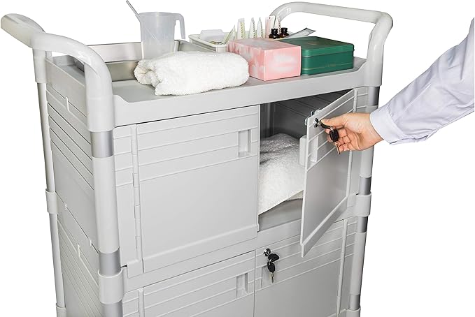 JaboEquip Large Lockable Medical Cart 3 Shelf Hospital Cart Overall Size - Image 4
