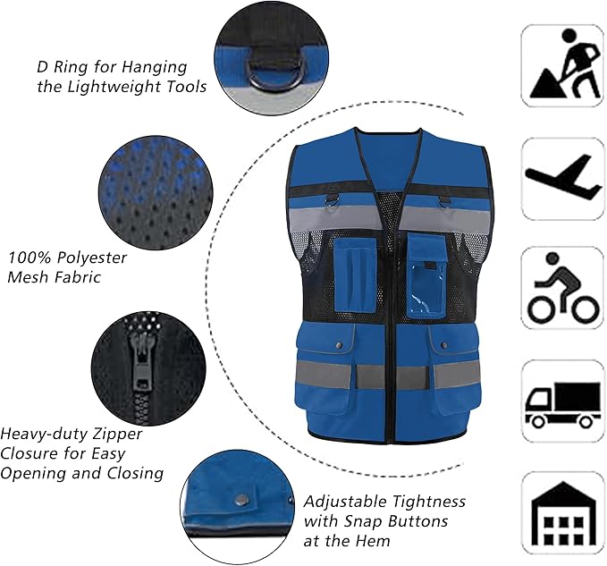 Safety Vest High Visibility Reflective Construction Vest - Image 5