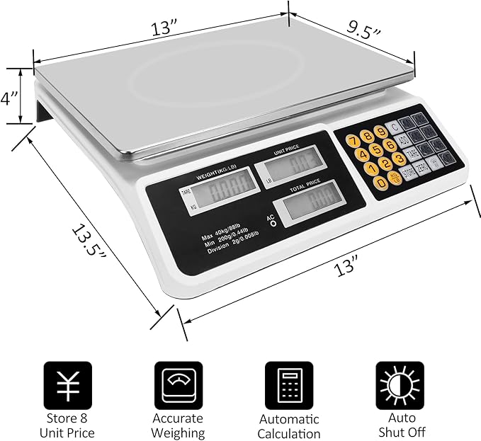 Price Computing Scale 88lb/40kg LCD Digital Commercial Price Scale - Image 2