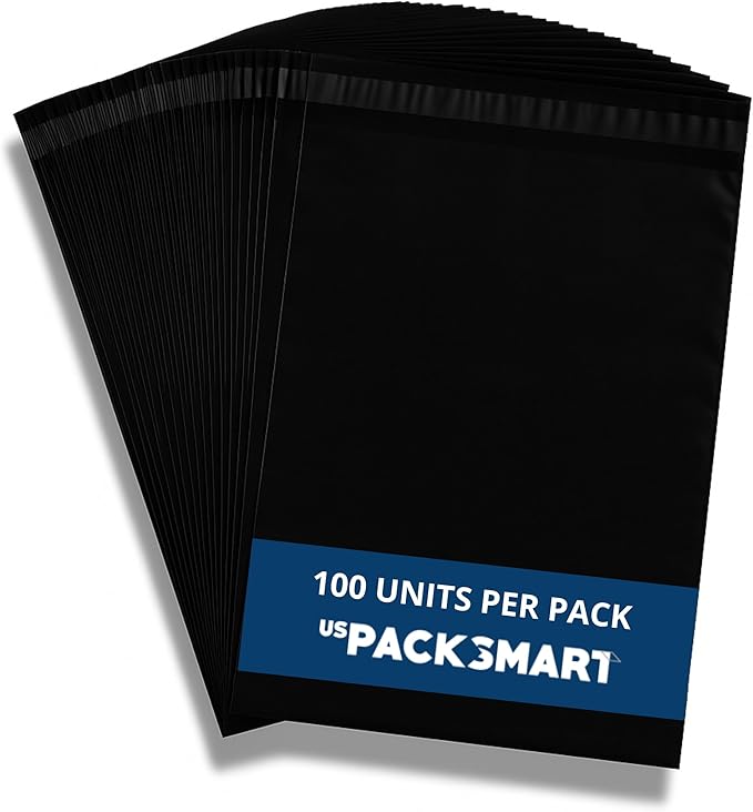 Black Plastic Poly Mailers 14.5"x19" | Shipping Bags by USPACKSMART