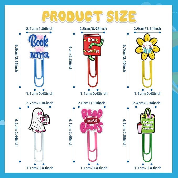 30 PCS Bookish Paper Clips Metal Paperclip Large Size Paper Clip Cute Bookmark - Image 4