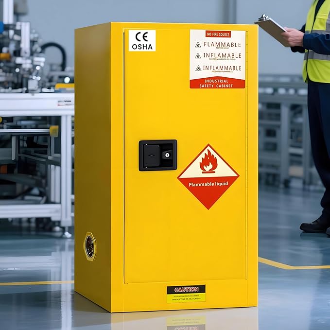 Flammable Storage Cabinet 34"x34"x65", 90 Gallon Chemical Safety Cabinet by Unknown