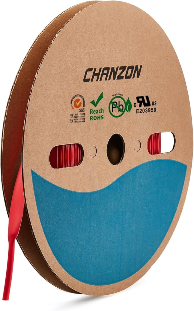 Chanzon 2:1 Ratio - 80Ft Roll - 5/16" Heat Shrink Tubing 2:1 Red Polyolefin by Chanzon