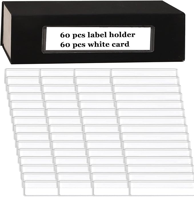 Label Holders Adhesive Shelf Tag Clear Shelf Tag Index Card Pockets Plastic - Image 2