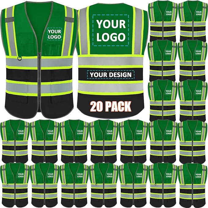 BeautyWill Custom Logo 10/20 Pack Safety Vest Class2 High Visibility Vest by BeautyWill