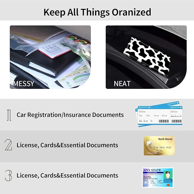 Car Registration and Insurance Holder, Leather Car Glove Box Organizer - Image 5