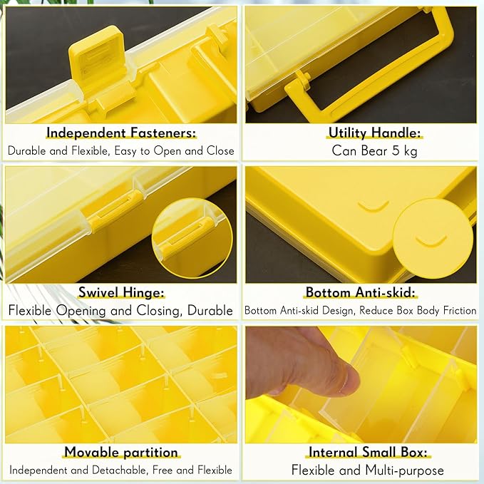 Juexica 2 Pcs Large 48 Grids Plastic Storage Bead Organizer Box, Tackle Box - Image 3