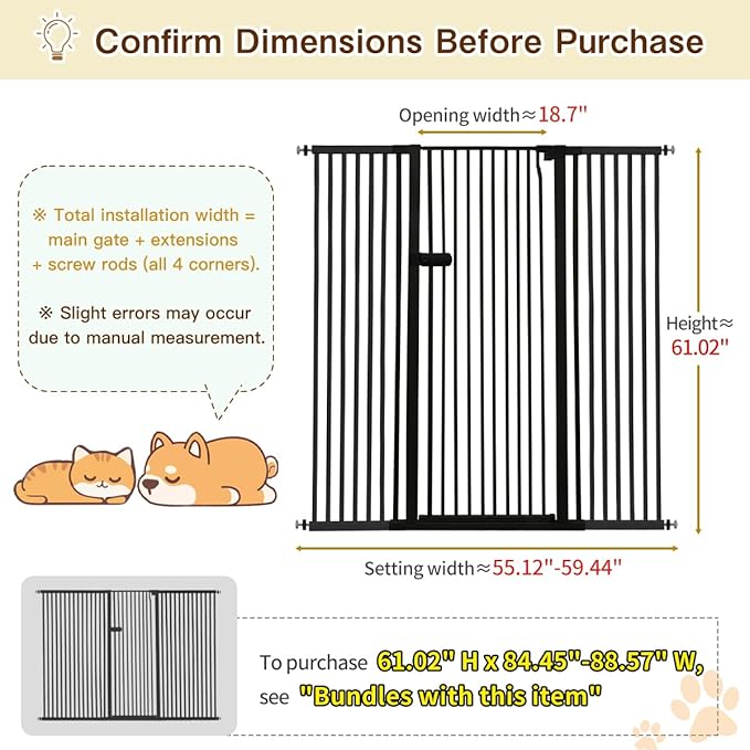 Lumizone Extra Tall Cat Gate 61.02" High Pressure Mounted Extra Wide 2025 New - Image 2