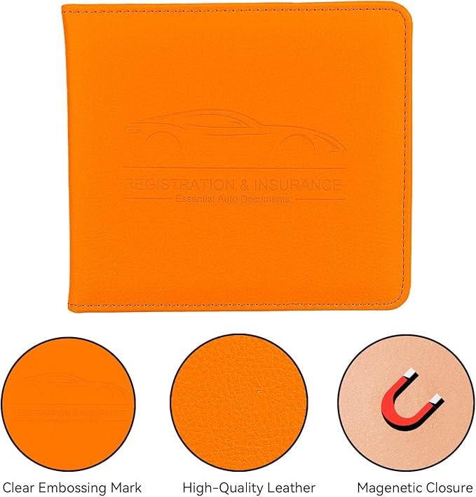 Car Registration and Insurance Holder, Premium Pu Leather Vehicle Glove Box - Image 3