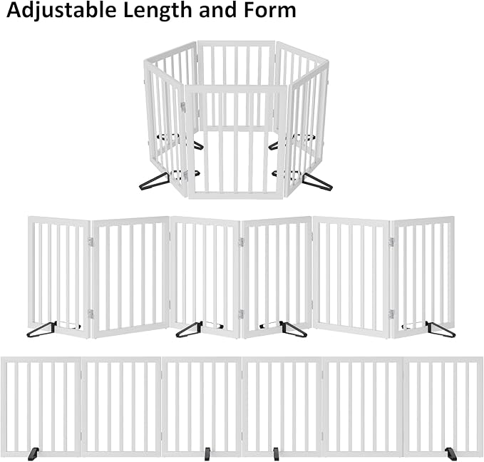 Wooden Dog Gate Freestanding Foldable 6 Panel Pet Gates Extra Wide Dog Gates - Image 4