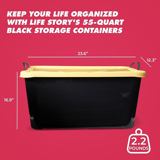 Life Story 12 Pack Heavy Duty Stackable Storage Bin, 55 Quart Home Organizer - Image 3