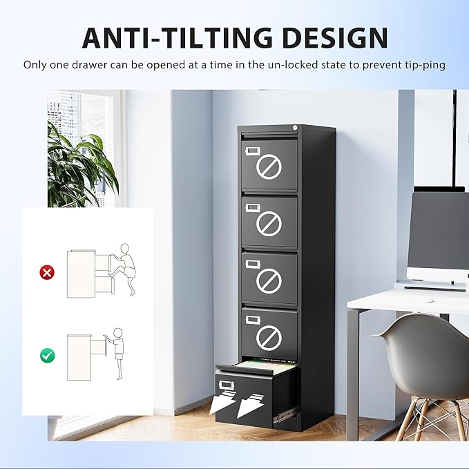5 Drawer File Cabinet, Filing Cabinets - Image 4
