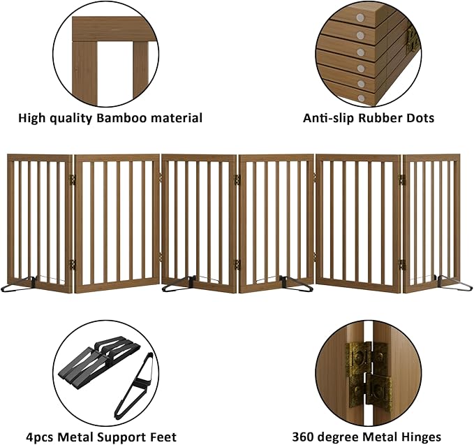 Dog Gate for Stairs, Foldable Dog Gate for Indoor Doorways House, Freestanding - Image 5