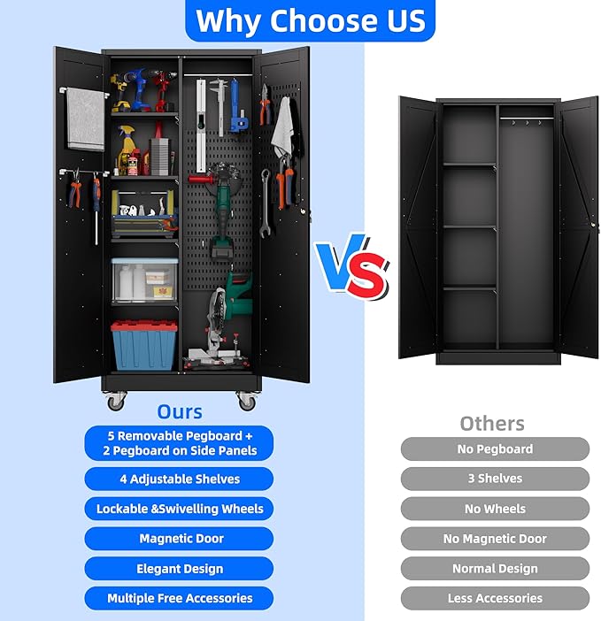 Aobabo Metal Broom Closet Storage Cabinets - Image 5